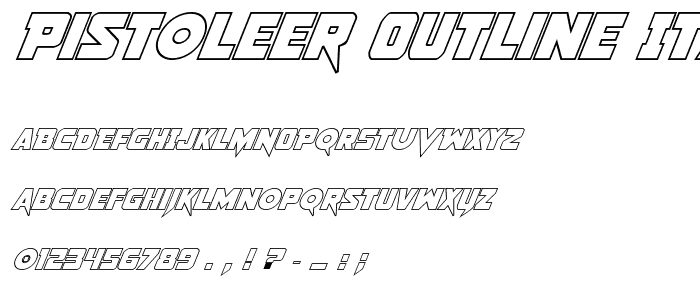 Pistoleer Outline Italic font